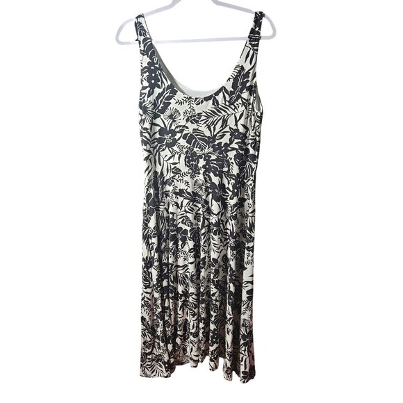 Black & White Floral Sleeveless Maxi Dress By Loft Petites Size LP Polyester Ble - Picture 2 of 6